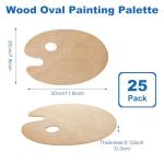25 Pack Oval Wood Painting Palettes with Thumb Hole