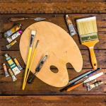 Wooden Paint Palette Set for Acrylics and Watercolors