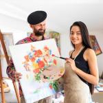 Wooden Paint Palette Set for Acrylics and Watercolors