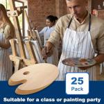 25 Pack Oval Wood Painting Palettes with Thumb Hole