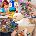 25 Pack Oval Wood Painting Palettes with Thumb Hole