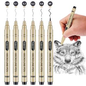 PANDAFLY Ultra Fine Point Black Fineliner Pens