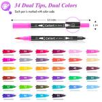 Caliart 34 Double Tip Brush Pens for Artists