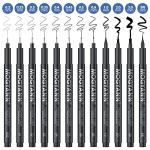 Mogyann Waterproof Black Drawing Pens - 12 Sizes