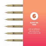 Sakura Pigma Micron Pens - Black Ink, 6 Pack