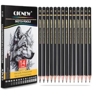 Qionew 14-Pack Graphite Sketching Pencils Set