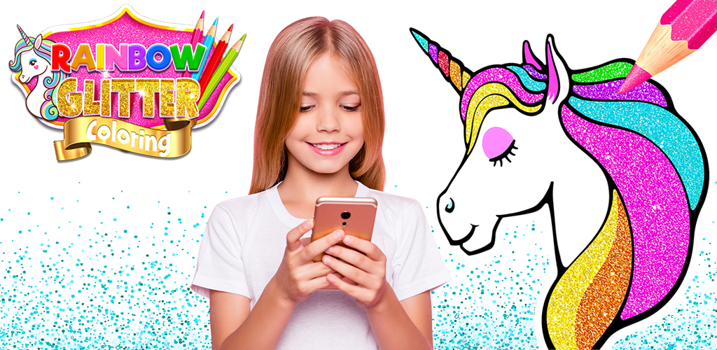 Rainbow Glitter Coloring Book with Crayons and Pens