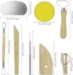 8-Piece Pottery Tool Set with Wooden Sculpting Tools
