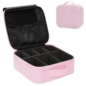 Portable Makeup Train Case with Adjustable Dividers