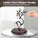 Antlers Jewelry Organizer Stand with Wooden Tray