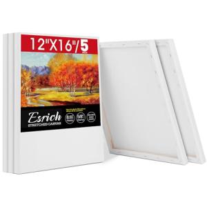 ESRICH 12x16 Blank Stretched Canvases - 5 Pack