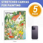 ESRICH 12x16 Blank Stretched Canvases - 5 Pack