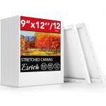 ESRICH 12-Pack 9x12 Inch Primed Canvas Panels
