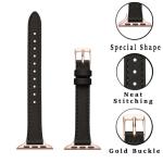 STIROLL Slim Leather Apple Watch Band - Black Rose Gold