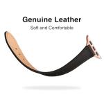 STIROLL Slim Leather Apple Watch Band - Black Rose Gold