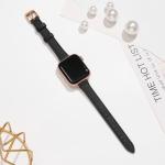 STIROLL Slim Leather Apple Watch Band - Black Rose Gold