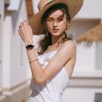 STIROLL Slim Leather Apple Watch Band - Black Rose Gold