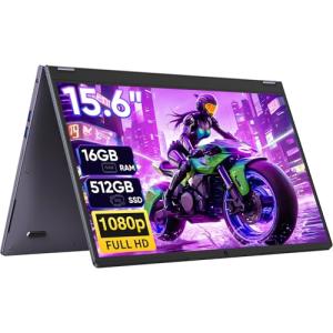 Tylvx 2-in-1 Tablet/Laptop,15.6" Laptop Computer with FHD 360 Flip Touchscreen, Dual-Core M3-8100Y up to 3.4GHz,16GB RAM 512GB SSD, Win 11,Deep Purple,for Student,Note-Taking, Entertainment