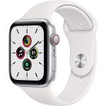 Apple Watch SE (GPS + Cellular, 40mm) - Silver Aluminum Case with White Sport Band (Renewed)