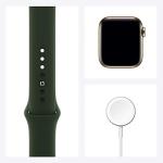 Apple Watch Series 6 (GPS + Cellular, 40mm) - Gold Stainless Steel Case with Cyprus Green Sport Band (Renewed)