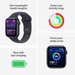 Apple Watch SE 3 [GPS 44mm] Smartwatch with Midnight Aluminum Case with Midnight Sport Band - M/L. Fitness and Sleep Trackers, Heart Rate Monitor, Always-On Display, Water Resistant