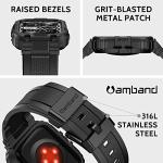 amBand Bands Compatible with Apple Watch 9/8/7/6/5/4 & SE 3/2/1 45mm/44mm Case for Men, M1 Sport Series Rugged Case Protective Cover for iWatch SE3/SE2/6/SE/5/4/3 42/44/45mm Men Black