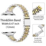 MioHHR Slim Metal Band Compatible with Apple Watch Band 42mm(Series 11 10) 41mm(Series 9 8 7) 40mm(Series 6 5 4 SE3/2/1) 38mm(Series 3 2 1),Stainless Steel iWatch Bands for Women,Silver/Gold