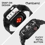 amBand Bands Compatible with Apple Watch 9/8/7/6/5/4 & SE 3/2/1 45mm/44mm Case for Men, M1 Sport Series Rugged Case Protective Cover for iWatch SE3/SE2/6/SE/5/4/3 42/44/45mm Men Black