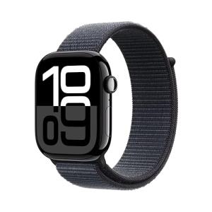 Apple Watch Series 10 [GPS 46mm case] Smartwatch with Jet Black Aluminum Case with Ink Sport Loop. Fitness Tracker, ECG App, Always-On Retina Display, Carbon Neutral
