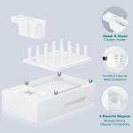 Bamboo Wireless Charging Station Multiple Devices - Qi Certified Fast Wireless Charger & 7 USB Ports Wood Charging Station for Phones, Tablets, Smart Watches & Earbuds (White)