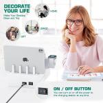 Bamboo Wireless Charging Station Multiple Devices - Qi Certified Fast Wireless Charger & 7 USB Ports Wood Charging Station for Phones, Tablets, Smart Watches & Earbuds (White)