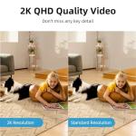 aosu 2K Security Camera Indoor, Baby Monitor Pet Camera 360-Degree for Home Security with 2.4 GHz Wi-Fi Router, One-Touch Call, Smart Motion Tracking, IR Night Vision, Compatible with Alexa