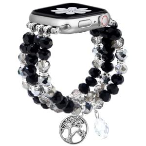 Newlibery Bracelet Beaded Bands for Women Compatible with Apple Watch 38mm 40mm 41mm 42mm(S11/10) Fashion Handmade Boho Elastic Stretch Crystal Strap for iWatch Series 11/10/9/8/7/6/5/4/3/2/1/SE
