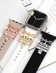 JR.DM Watch Band Charms with Decorative Bling Rings Loops, Compatible with Apple Watch 40mm 38mm 41mm 42mm 44mm 45mm Metal Diamond Charms Smart Watch Strap Accessories for iWatch Series 8 7 SE 6 5 4 3 2 1 (No Band)Silver