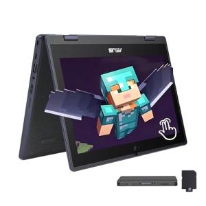 ASUS 11.6" HD Touchscreen 2-in-1 Laptop for Students, Intel Celeron N100, UHD Graphics, 4GB RAM, 288GB Storage(128GB SSD＋160GB Docking Station Set), Webcam, Wi-Fi 6, Windows 11 Pro, Mineral Gray