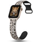 CreateGreat Engraved Leopard Bands Compatible with Apple Watch Band 41mm 40mm 38mm Women, Two-Tone Soft Silicone Cheetah Sport Strap for iWatch Series 10 9 8 7 6 5 4 3 2 SE Ultra.SL&BK