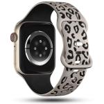 CreateGreat Engraved Leopard Bands Compatible with Apple Watch Band 41mm 40mm 38mm Women, Two-Tone Soft Silicone Cheetah Sport Strap for iWatch Series 10 9 8 7 6 5 4 3 2 SE Ultra.SL&BK