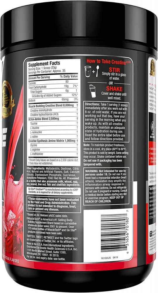 Six Star Creatine Powder X3: HCl & Monohydrate