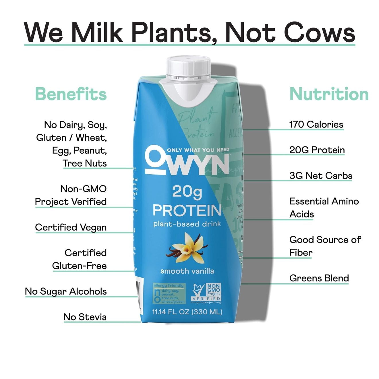 Owyn Vanilla Plant-Based Protein Drink 11.15 oz