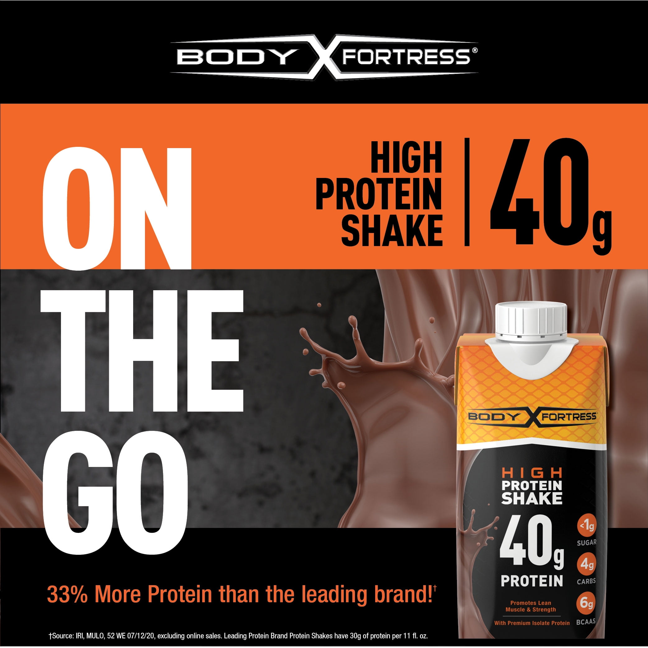 Body Fortress Chocolate Protein Shakes - 40g Protein