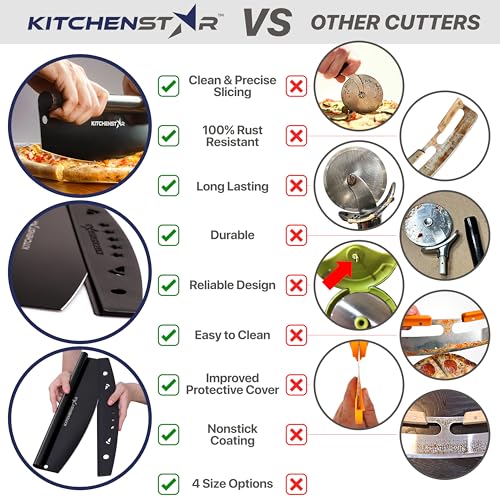 KitchenStar 12-Inch Rocker Pizza Cutter - Sharp & Easy