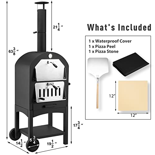 U-MAX Wood Fire Outdoor Pizza Oven with Cover