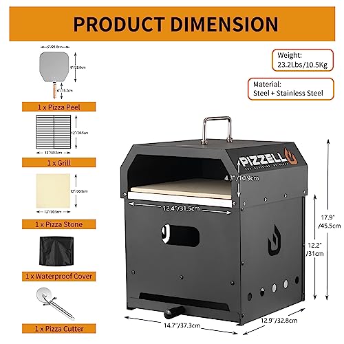 PIZZELLO 4-in-1 Outdoor Wood Fired Pizza Oven
