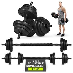 Adjustable 20kg Dumbbell and Barbell Set