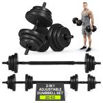 Adjustable 20kg Dumbbell and Barbell Set