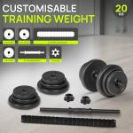 Adjustable 20kg Dumbbell and Barbell Set