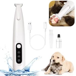 Rechargeable Waterproof Dog Paw Trimmer with LED Light