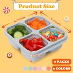 6 Pack Protein Snack Containers with Compartments