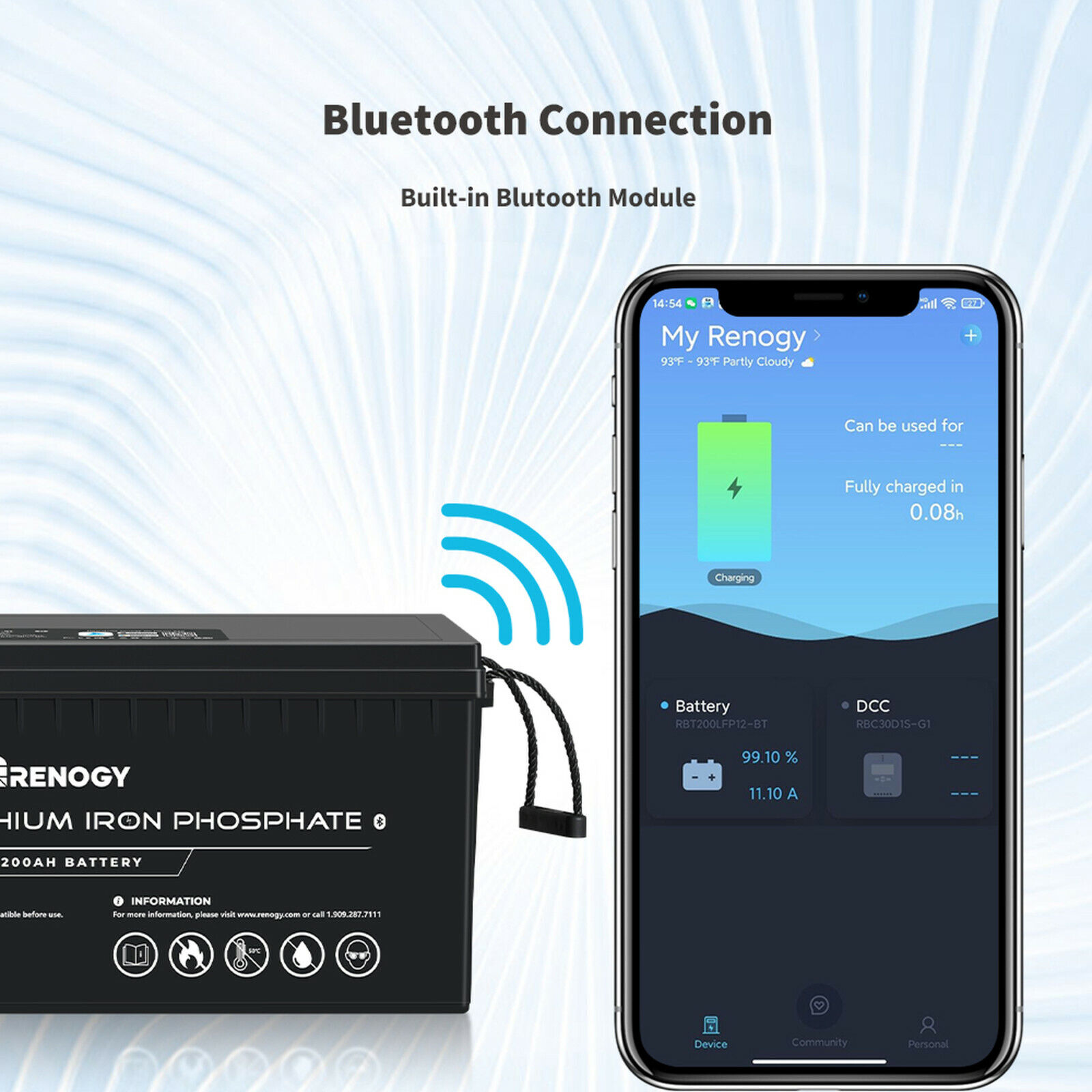 Renogy 12V 200Ah Bluetooth Lithium Battery for Solar