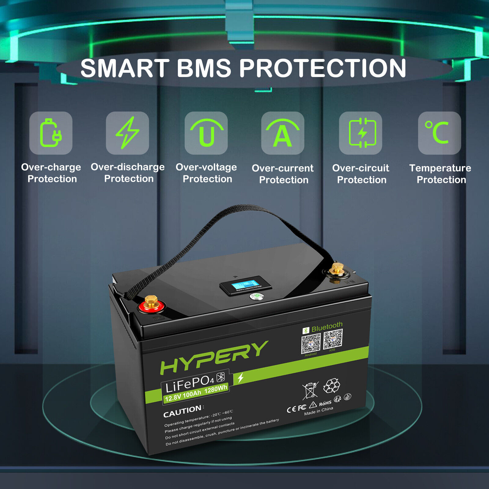 12.8V 100Ah LiFePO4 Battery for Solar RV
